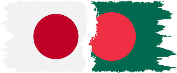 孟加拉国和日本国旗连接图片下载