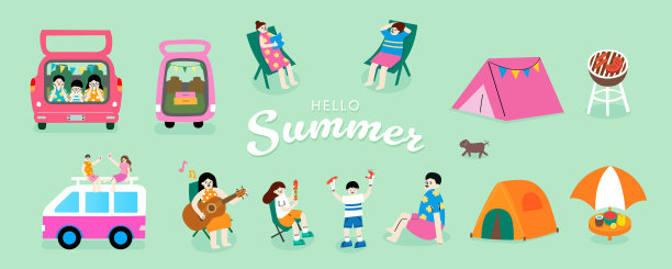 收集露营的剪贴簿元素图片下载