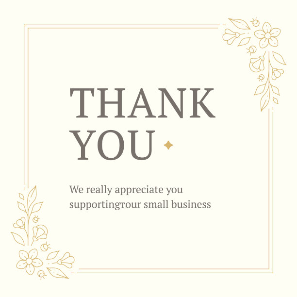 感谢复古贺卡业务支持问候信息花框线设计模板矢量图片下载