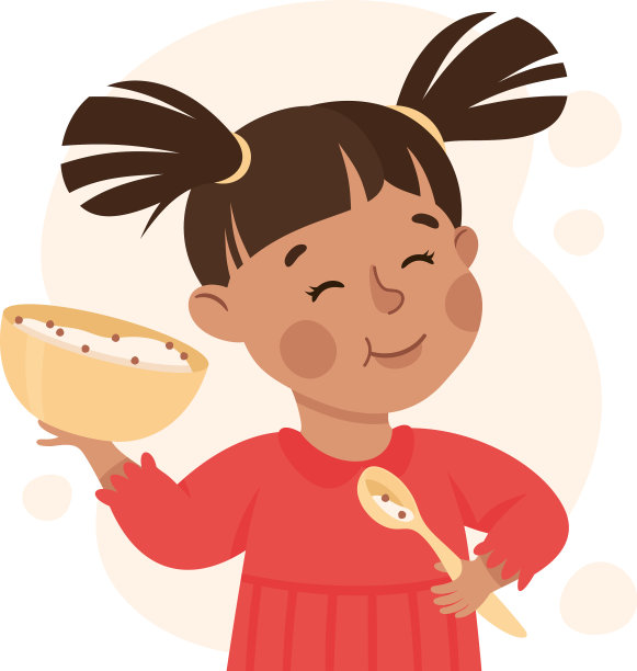 可爱的小女孩吃粥快乐的孩子图片下载