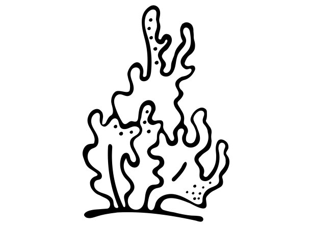 黑白珊瑚图标隔离在白色背景。图片下载