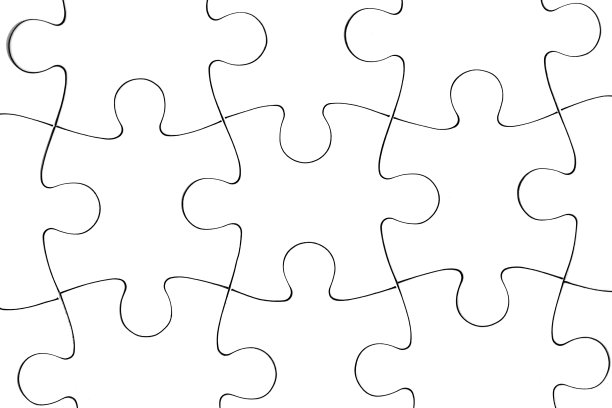 拼图。白色的碎片形成完美的图案图片下载