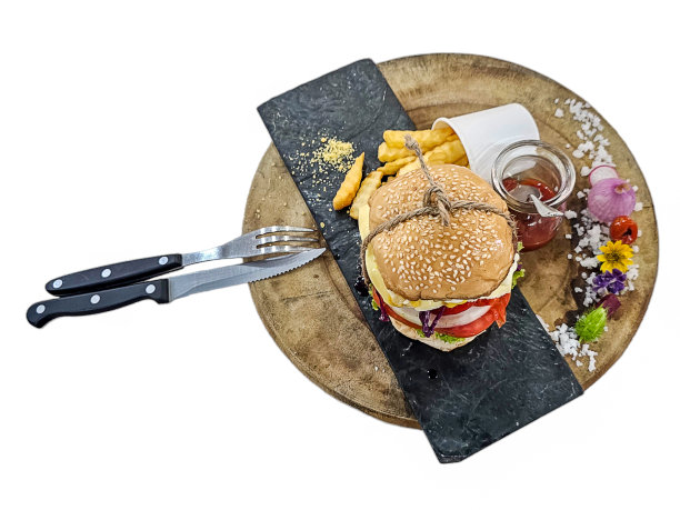 白色背景的孤立奶酪牛肉汉堡。图片下载