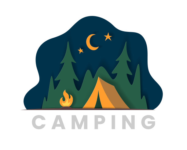 夜间露营剪纸艺术图片下载