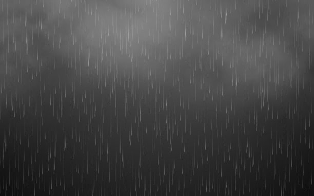 黑色纹理上的雨和云。现实的雨滴。夏季降雨量。落雨背景。具有蒸汽效应的水滴。淋浴或浴缸的概念。矢量图图片下载