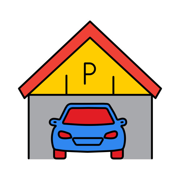房子，停车场，汽车，车库，交通，停车图标图片下载