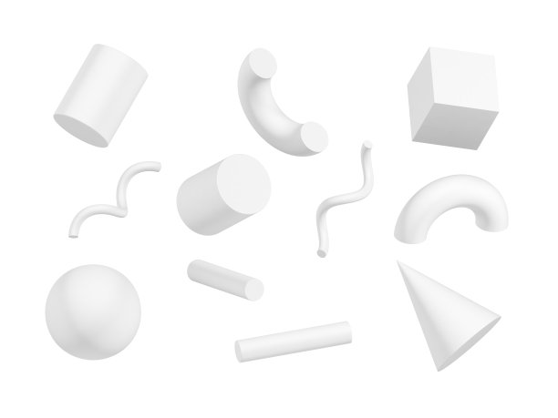 几何形状孤立在白色背景。一组3d形状。图片下载