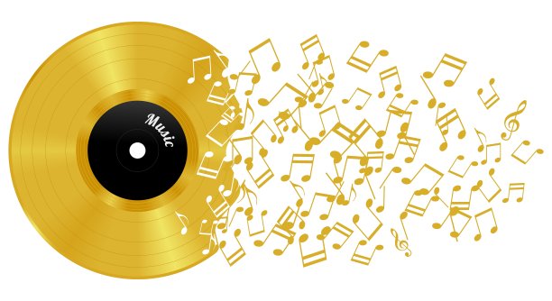 抽象黑胶唱片与笔记图片下载