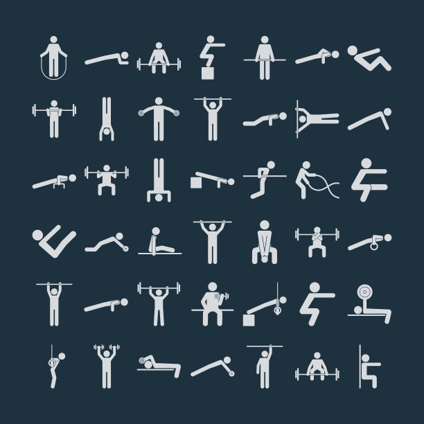 一套健美操，锻炼，运动，健身房，健身训练练习图标图片下载