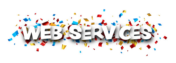 Web服务标志上方裁剪出箔纸彩色纸屑背景。图片下载