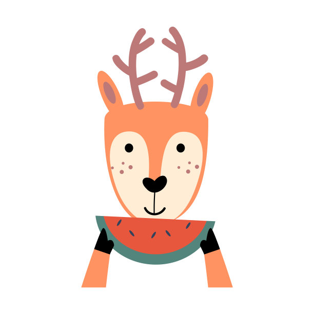 穿着夏装的鹿。野生动物。矢量插图。图片下载