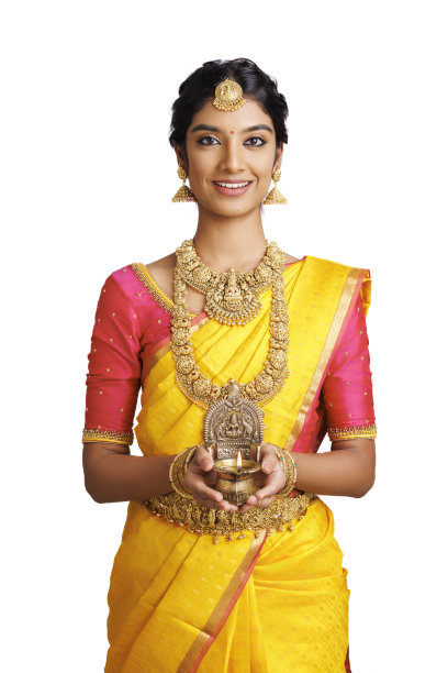 印度年轻新娘抱着迪帕图片下载