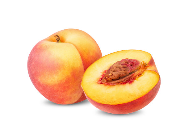 白色背景上孤立的桃果。图片下载