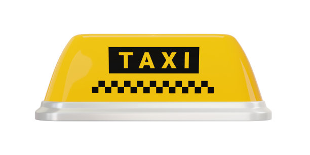 3d黄色标志出租车在孤立的背景。3d渲染图。图片下载