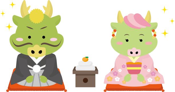 2024年贺年卡龙身和服镜图/插画素材(矢量插画)图片下载