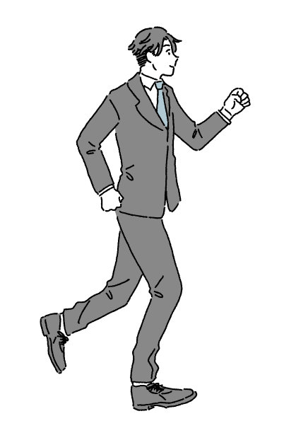 简单的触摸插图一个微笑的商人跑步图片下载