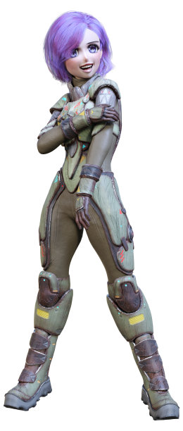 3D渲染动画空间女孩在白色图片下载