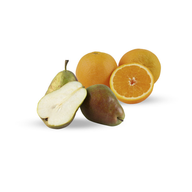 白色背景上孤立的梨和橙图片下载