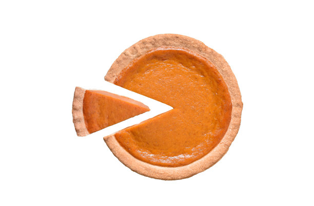 南瓜派与一片孤立的切图片下载