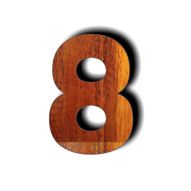 木制3d数字8 - 8隔离在白色背景与剪切路径图片下载