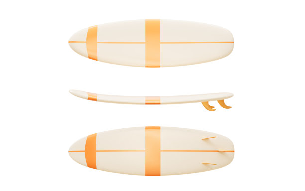 带有卡通风格的冲浪板，3d渲染。图片下载
