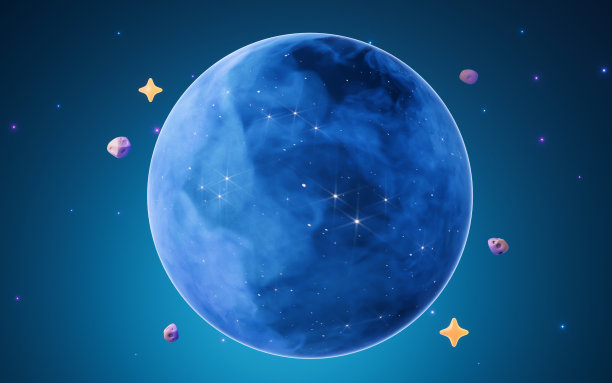 卡通风格的外太空行星，3d渲染。图片下载