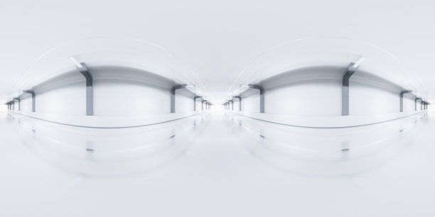 白色空旷隧道，360度无缝全景。3 d渲染。图片下载