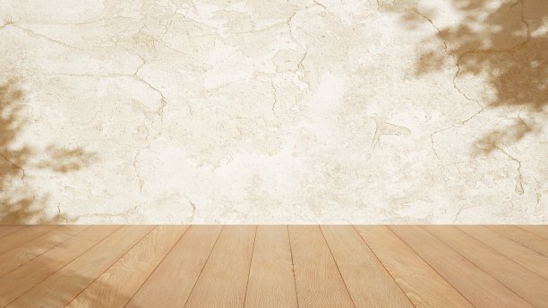 产品展示的工作室背景。空荡荡的房间，阳光和树叶在墙上的影子。化妆品和其他产品的广告平台。三维渲染图片下载