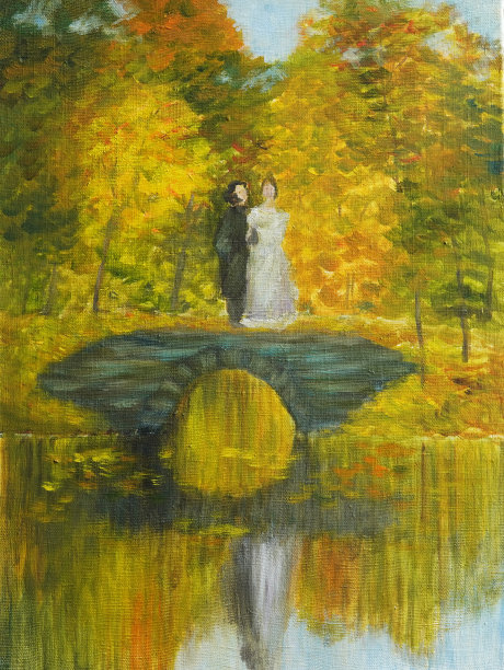 风景油画印象派现代主义。图片下载