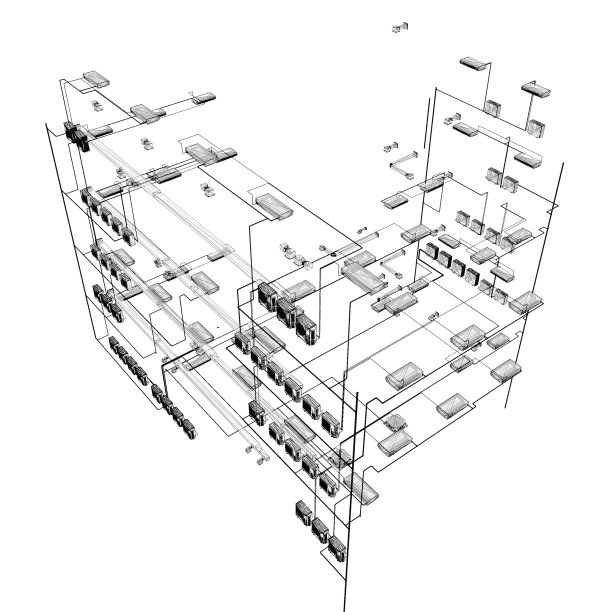 建筑管道的三维插图图片下载