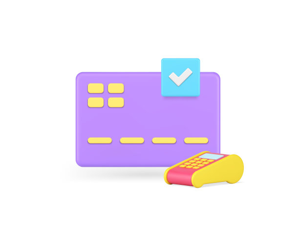 信用卡借记卡成功支付POS终端金融交易完成3d图标矢量图片下载