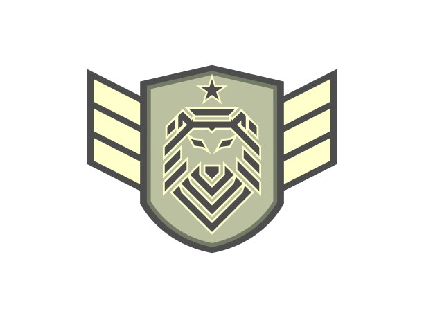 带有翅膀和狮头的军用盾牌图片下载