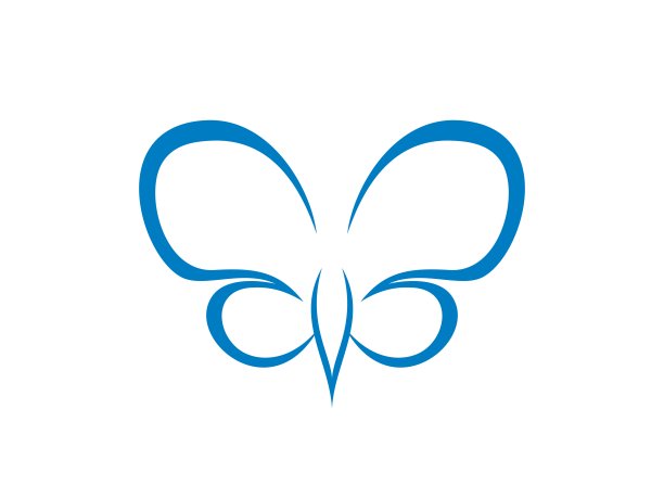 简单的线条艺术蓝色蝴蝶图片下载