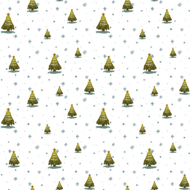 树雪圣诞新年无缝图案图片下载