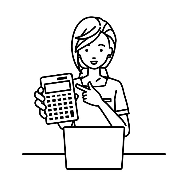 一个美容师，前台女接待员，在笔记本电脑前微笑着推荐、提议、展示估价并指着计算器图片下载