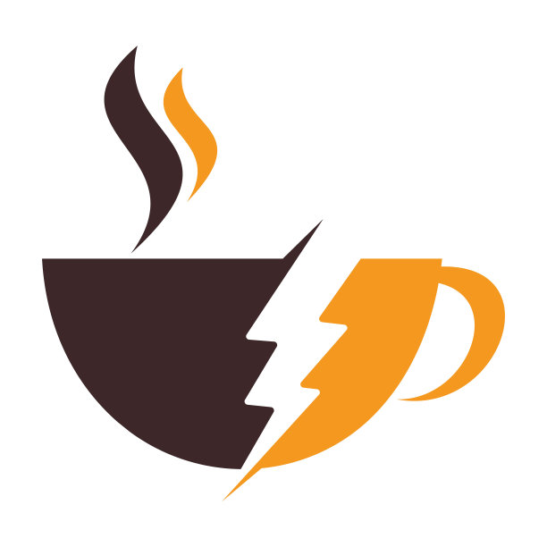 咖啡和雷标志设计设计模板矢量。图片下载