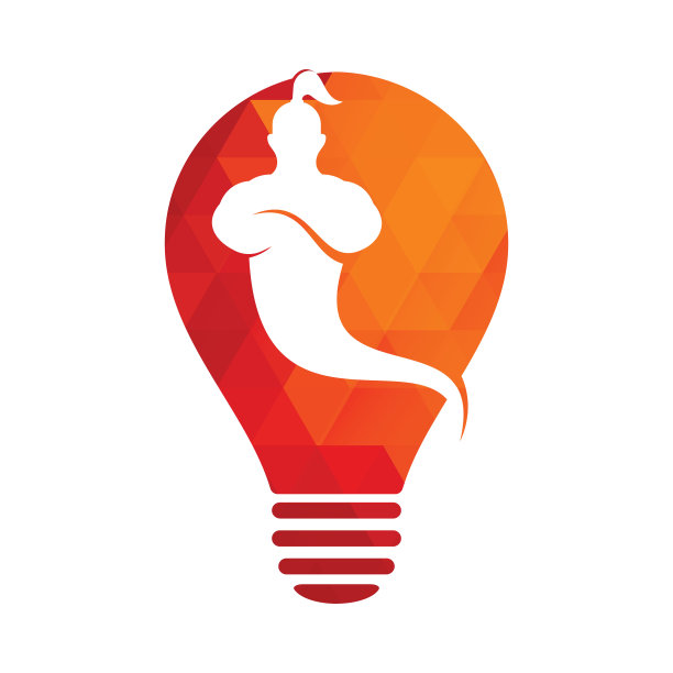 精灵灯泡形状概念标志设计。图片下载