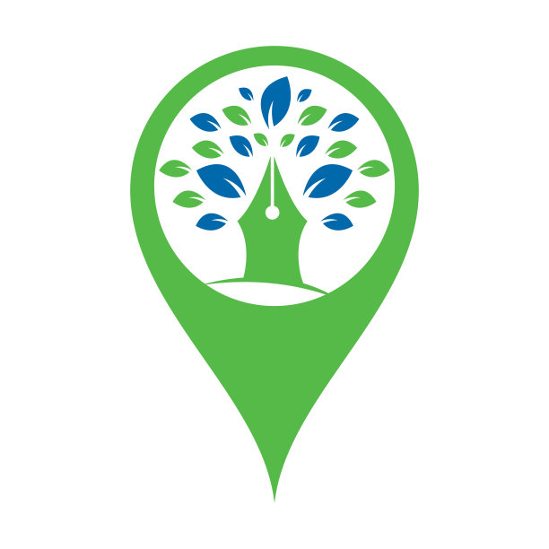 笔树图别针形状概念标志设计模板。图片下载