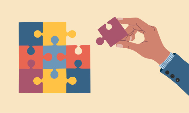 商人手接最后一块拼图。业务解决方案和策略的概念。团队合作,合作。图片下载