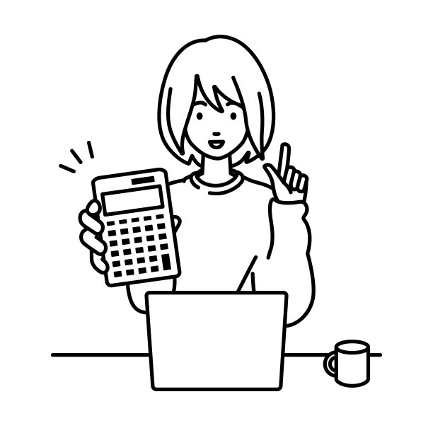 一个穿着休闲风格的女人，面带微笑地推荐、求婚、展示并指着计算器图片下载