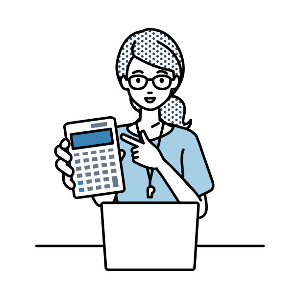 一位女教师面带微笑地推荐、提议、展示估算并指着计算器图片下载