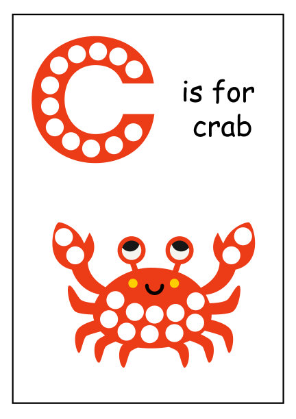 为孩子学习英语字母。字母c点标记活动。图片下载