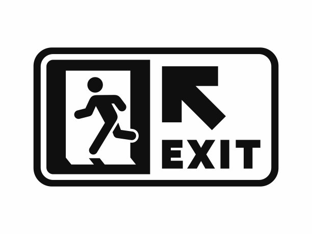 紧急出口标志图标孤立在白色背景上图片下载