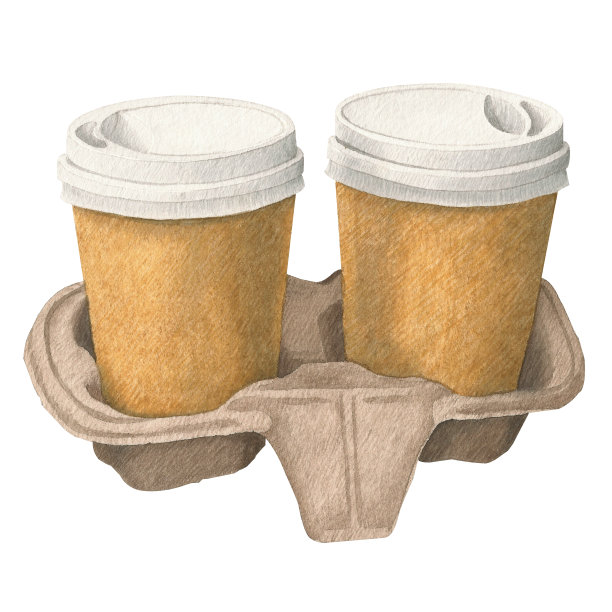 两杯咖啡带走。图片下载