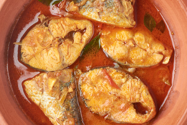 全画幅的辣鱼咖喱特写图片下载