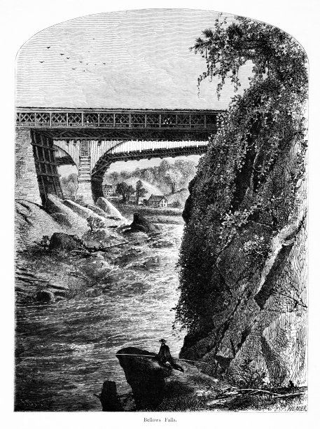 风箱瀑布，康涅狄格河谷，佛蒙特州，美国，美国地理图片下载