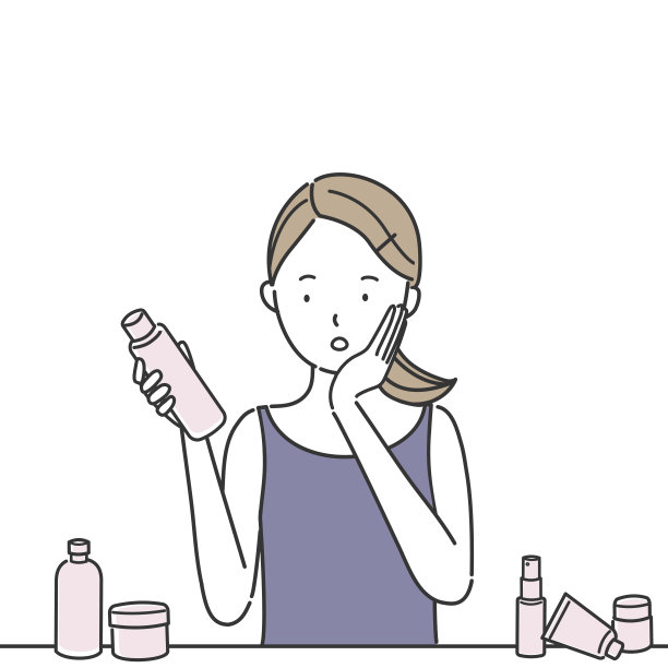 年轻女子在保养自己的皮肤图片下载