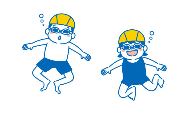 孩子们在水下游泳的插图图片下载