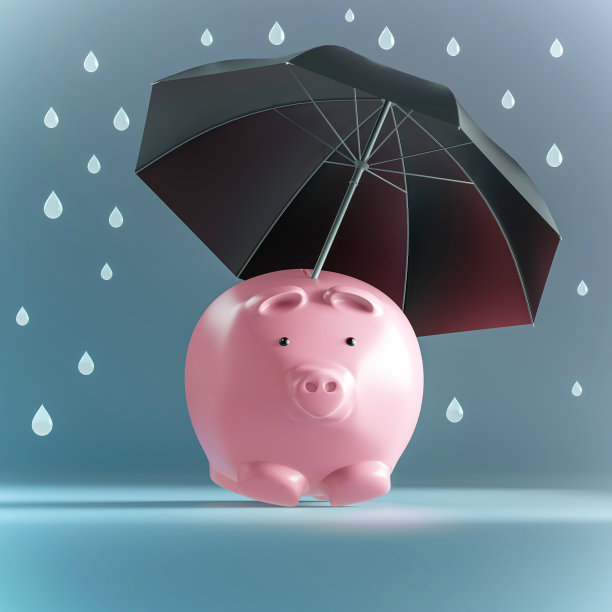 储蓄罐存钱保险概念的3D渲染图片下载