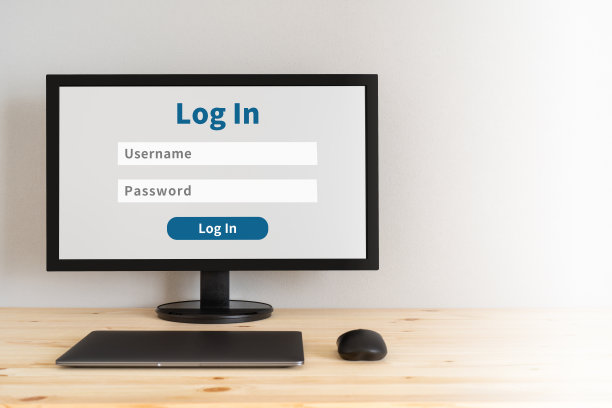 登录页面;笔记本电脑，鼠标和显示器。图片下载